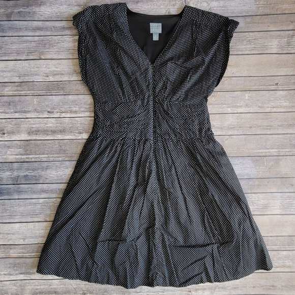 Rabbit Designs Black Sleeveless Polkadot Lined Dress Women's Size 14 963 - Picture 1 of 8